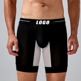 Custom Logo polyester solid color men's boxer briefs men's underwear anti-wear men's boxer briefs style sport…