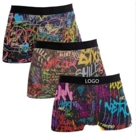 Custom Logo Graffiti Print Teen Underpants Boys Boxer Briefs Shorts Men's Underwear