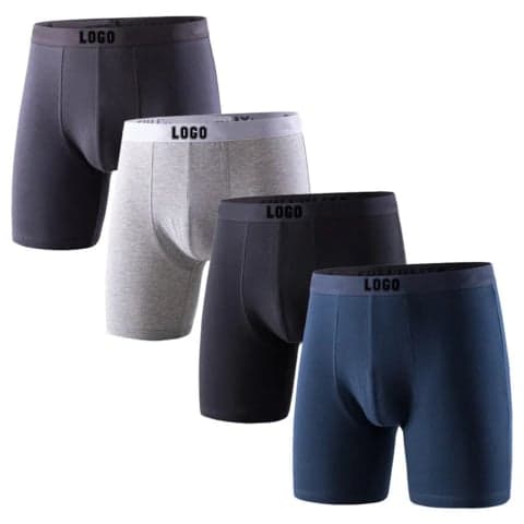 Men's Factory cheaper new stylish Comfortable gray men underwear breathrable plain full size custom long boxe… - 缩略图 2