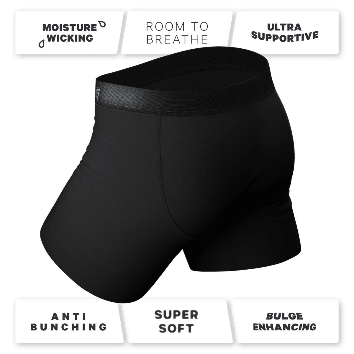 Premium Black Men's Ball Hammock Pouch Underwear With Fly - The Threat Level Midnight Edition - 缩略图 4