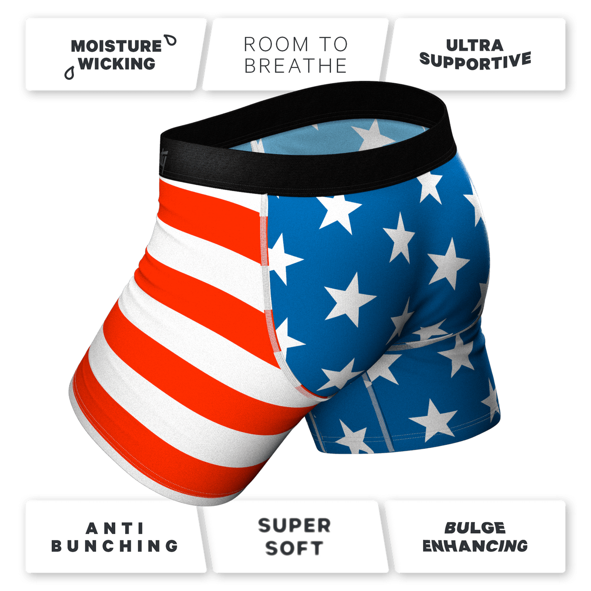 Patriotic USA Eagle Men's Ball Hammock Pouch Underwear With Fly - The Mascot American Flag Edition - 缩略图 4
