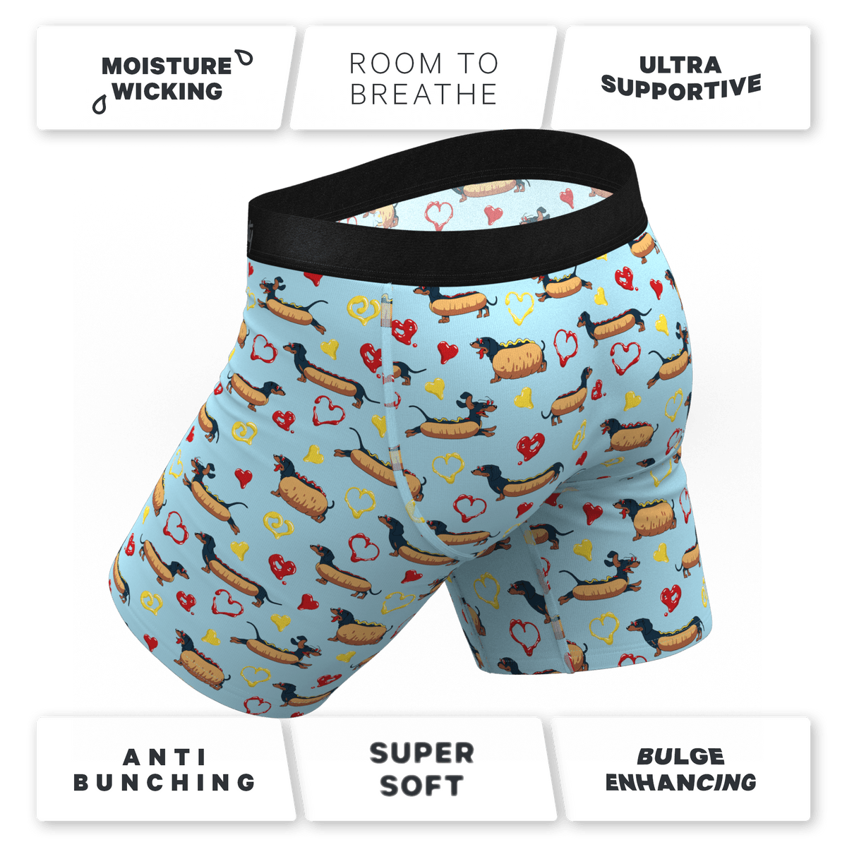 Wholesale Dachshund Print Long Leg Ball Hammock Pouch Boxers - MicroModal Men's Underwear With Fly - 缩略图 4