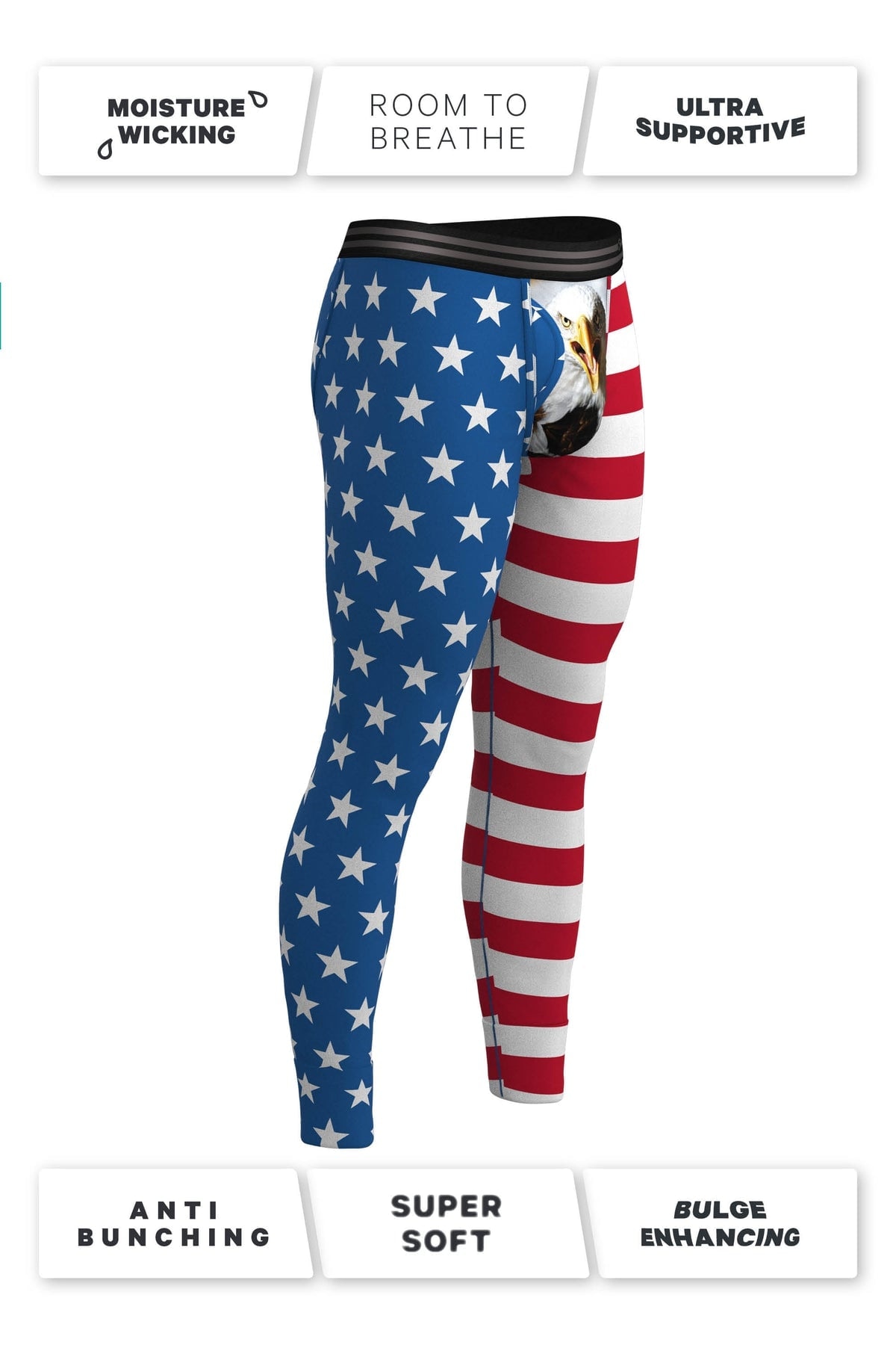 Wholesale American Flag Ball Hammock Long Johns Thermal Underwear MicroModal - 缩略图 5