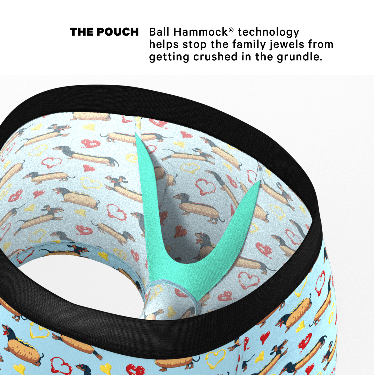 Wholesale Weiner Dog Print Ball Hammock Trunks | 3-Inch MicroModal - 缩略图 2