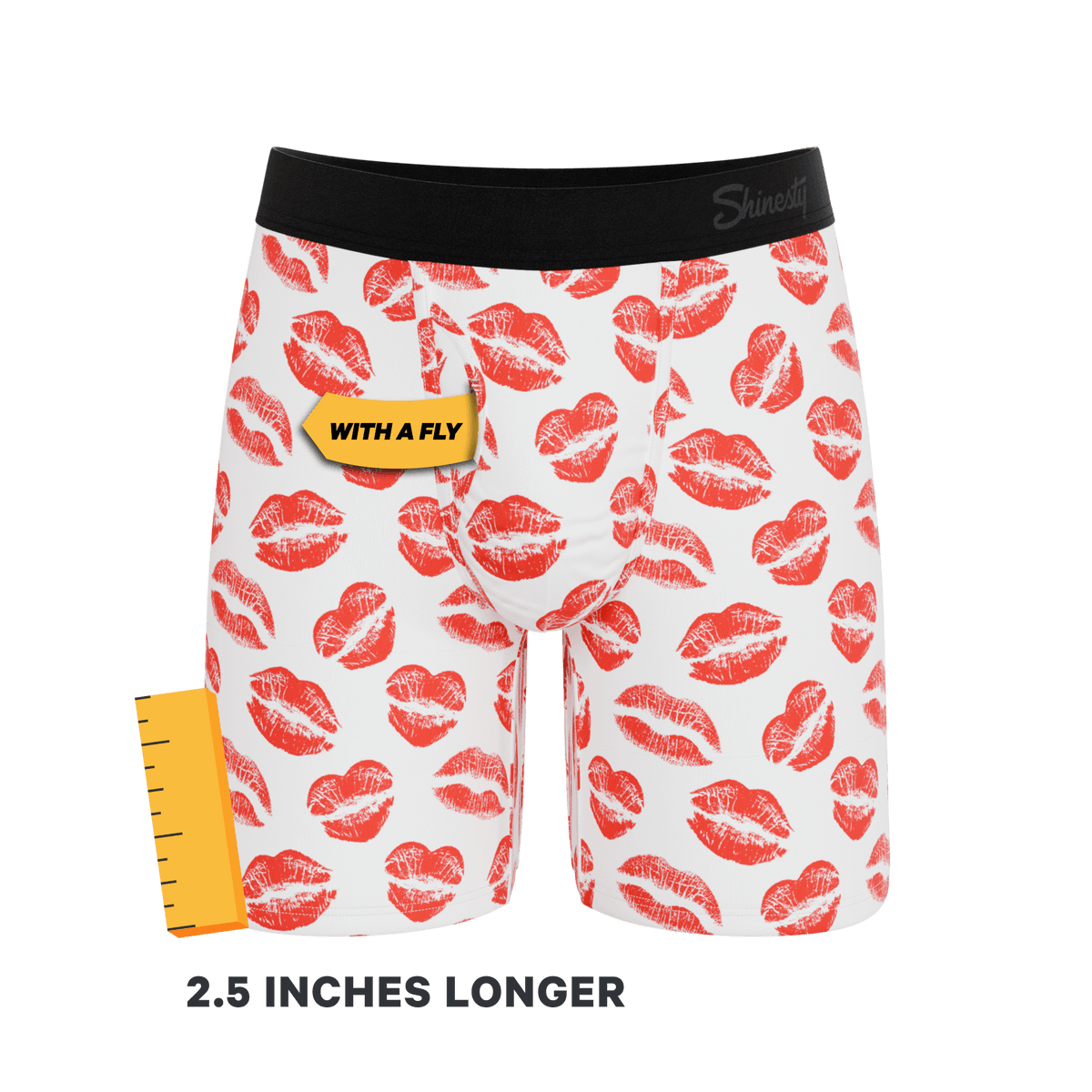 Wholesale Lipstick Kiss Long Leg Boxer Briefs with Fly | 8.5-Inch Inseam - 缩略图 3