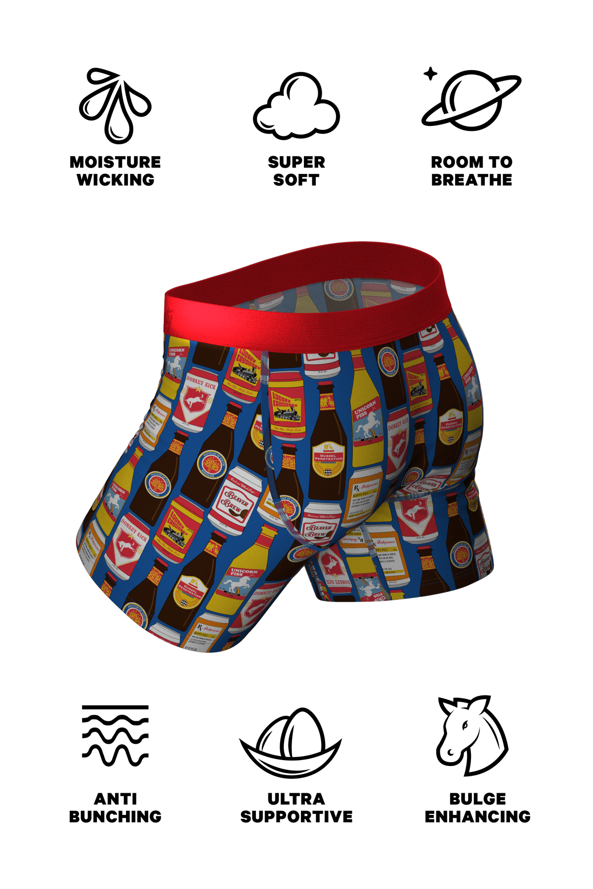 Wholesale Beer Label Print Ball Hammock Pouch Boxer Briefs Men Underwear - 缩略图 4