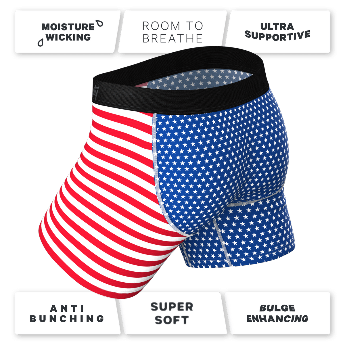 Wholesale USA Flag Ball Hammock Pouch Boxer Briefs Men Underwear - 缩略图 4