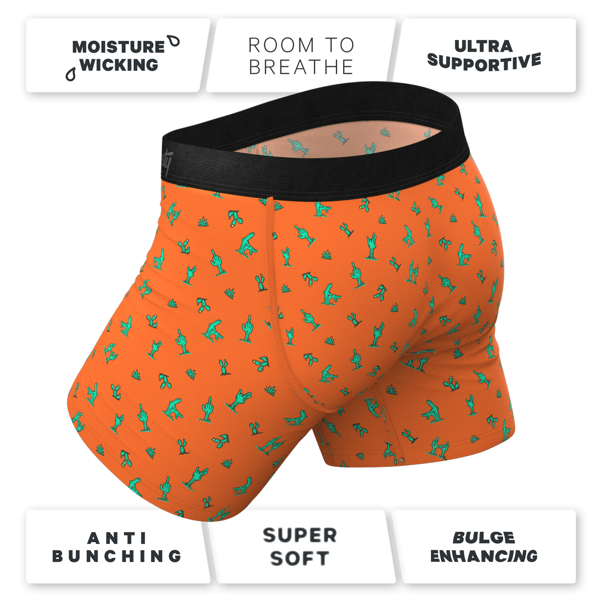 Wholesale Cactus Print Ball Hammock Pouch Boxer Briefs Men Underwear - 缩略图 4