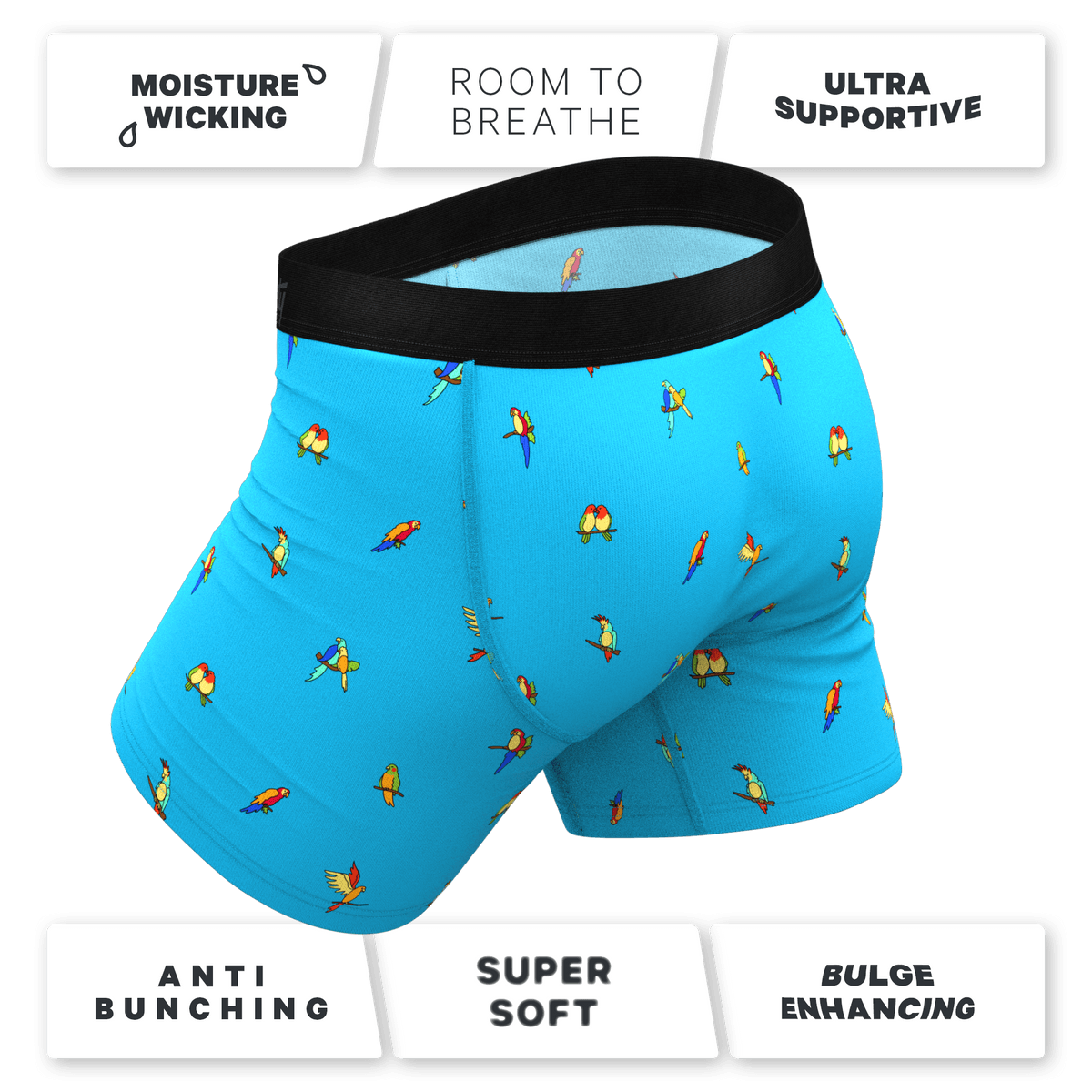 Wholesale Parrot Print Ball Hammock Pouch Boxer Briefs Men Underwear - 缩略图 4