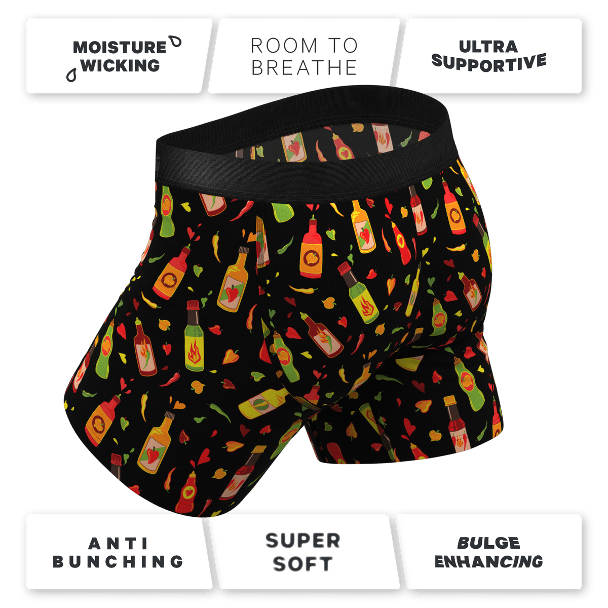 Wholesale Hot Sauce Print Ball Hammock Pouch Boxer Briefs Men Underwear - 缩略图 4